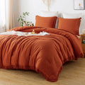 Heavyweight Warmth King Size Comforter Sets Burnt Orange, 3 Pieces Soft Fluffy Boho Bedding Comforter Sets for King Bed, All Season Terr... - Luxurious Quilted Duvet Cover Set - Default Title