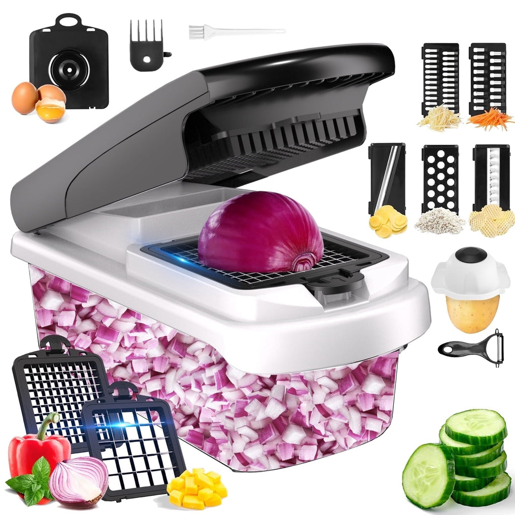 Premium Kitchen Vegetable Chopper Food Slicer, 15 in 1 Multi-Function Food Chopper for Onion, Veggie, Cheese Grater, Vegetable... - Multi-Functional Manual Food Chopper & Slicer - Default Title