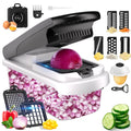Premium Kitchen Vegetable Chopper Food Slicer, 15 in 1 Multi-Function Food Chopper for Onion, Veggie, Cheese Grater, Vegetable... - Multi-Functional Manual Food Chopper & Slicer - Default Title