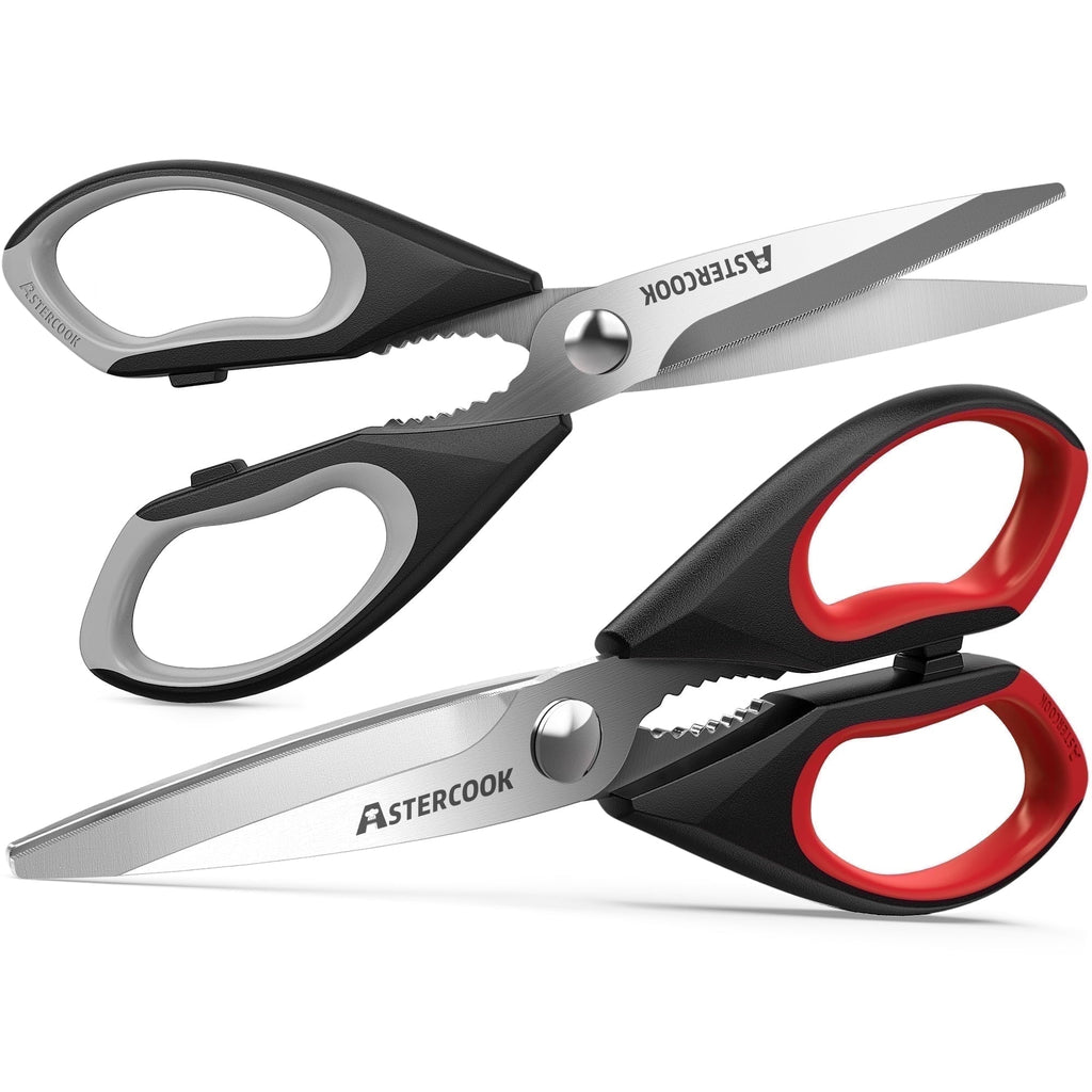 Premium Kitchen 2 Pcs Kitchen Scissors, Heavy Duty Shears with Serrated Blade, Ergonomic Handle Food Scissor for Poultry, H... - Multi-Functional Manual Food Chopper & Slicer - Default Title