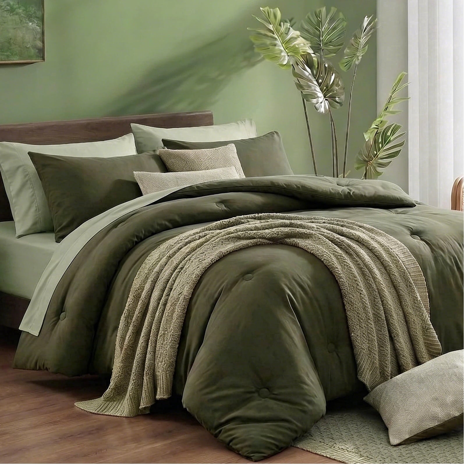 Fluffy Down Alternative 7 Pieces Comforter Set Queen，Bed in A bag，All Seasons Bedding sets with Comforter,Fitted Sheet,Flat Sheet,Pillowcases... - All-Season Down Alternative Comforter Insert - Default Title