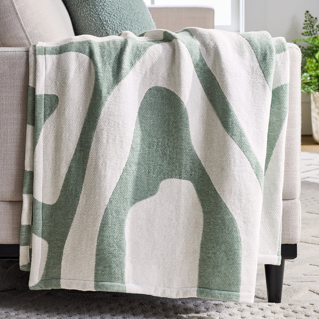 Cozy Fleece Chenille Jacquard Soft Throw Blanket, Soft Sea - Cozy Fleece Throw Blanket for Couch & Bed - Default Title