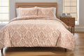 Fluffy Down Alternative Woven Damask 2-Piece Comforter Set, Blush, Full Queen, All Ages - Luxurious Quilted Duvet Cover Set - Default Title