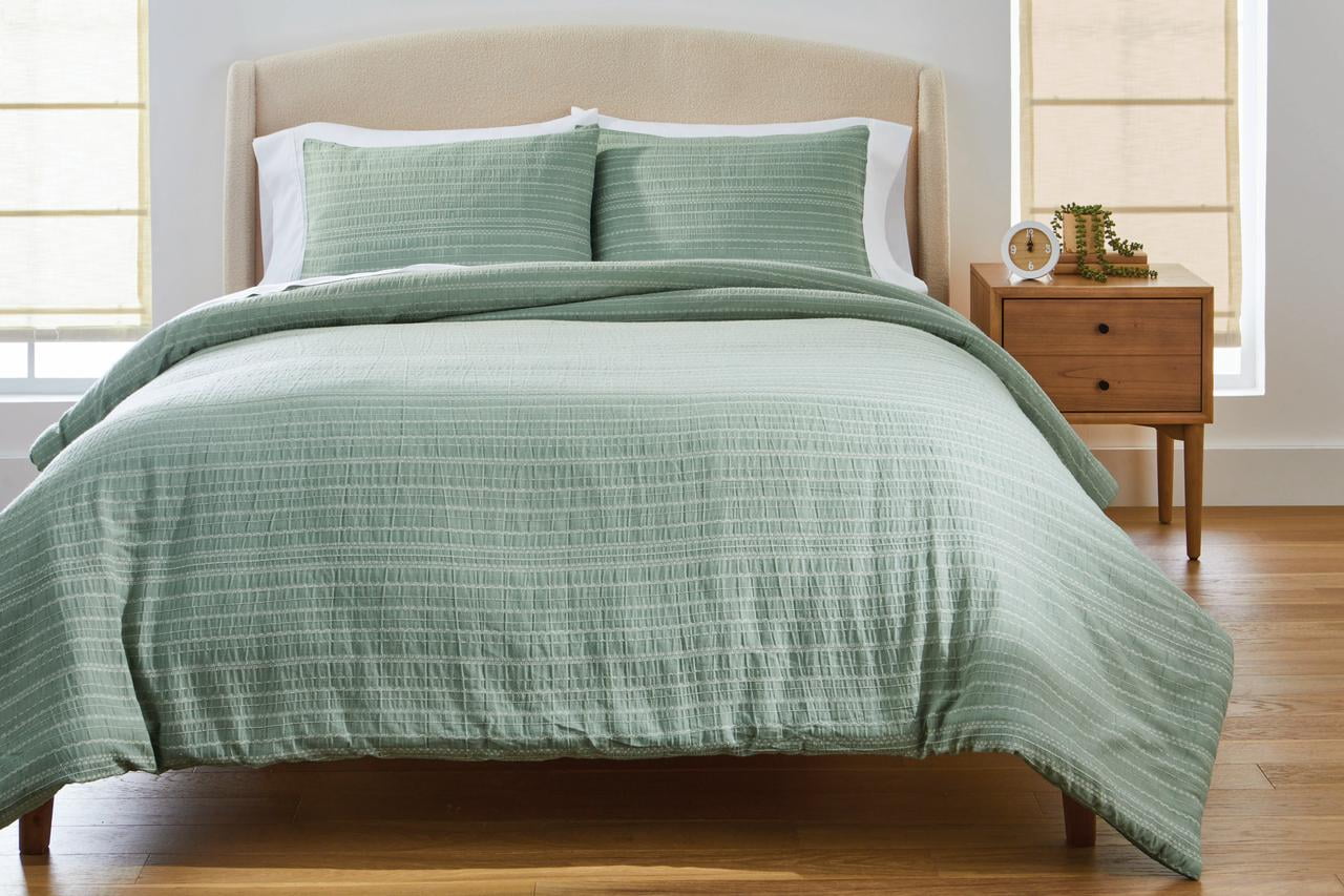 Hypoallergenic Cloud Crafted Woven 3-Piece Comforter Set, Green River, Full Queen, All Ages - Luxurious Quilted Duvet Cover Set - Default Title