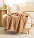 Reversible Sherpa Cozy Knit Throw, Dark Caramel, 50x72" - Cozy Fleece Throw Blanket for Couch & Bed - Default Title
