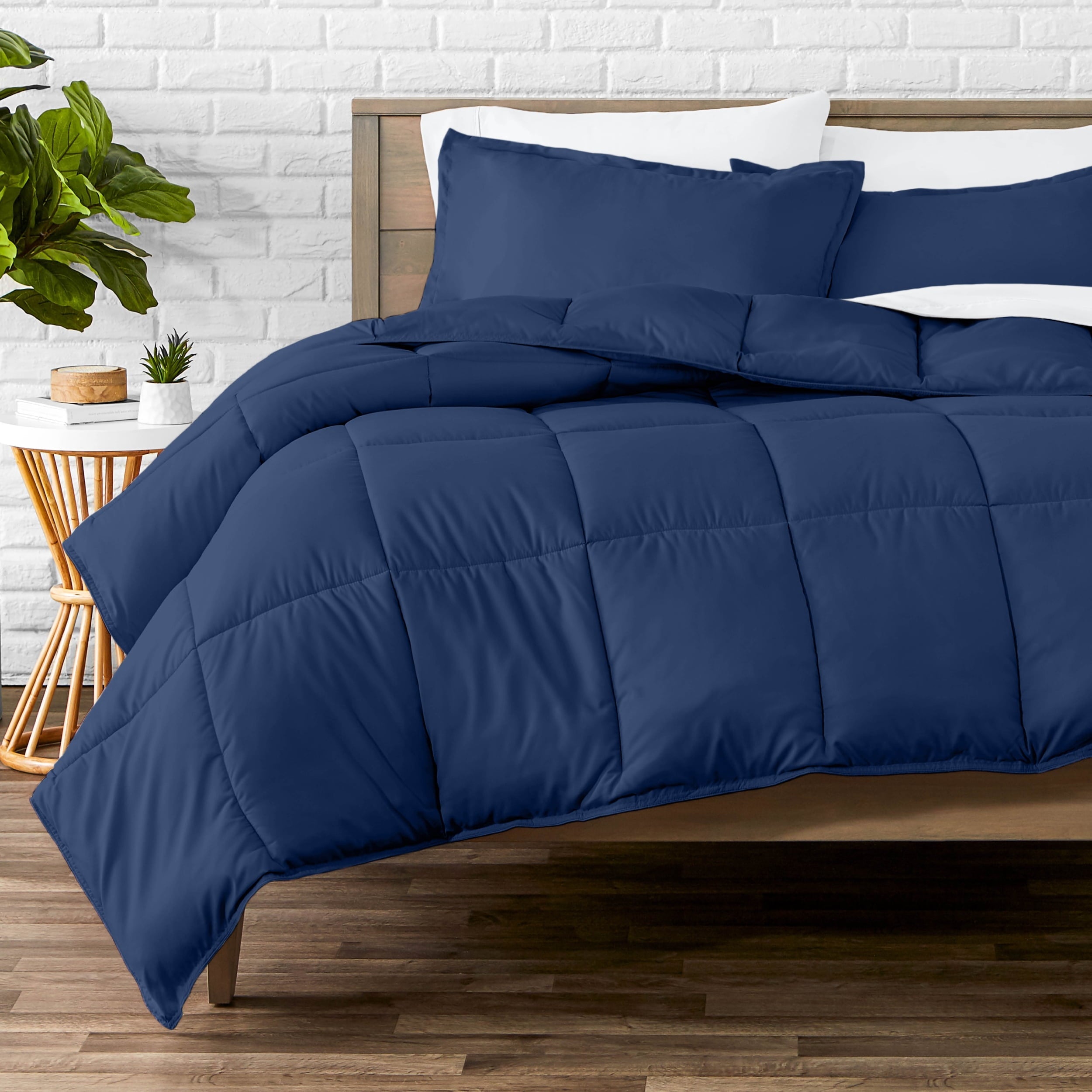 Hypoallergenic Cloud Down Alternative Comforter Set - 3-Pieces - All Seasons - Queen, Dark Blue - Luxurious Quilted Duvet Cover Set - Default Title
