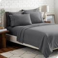 Ultra-Soft Luxury Bed Sheet Set- 6 Piece - Queen, Gray - Breathable Egyptian Cotton Flat & Fitted Sheets - Default Title
