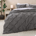 Heavyweight Warmth Pintuck Down Alternative Comforter Set - 3-Pieces - All Seasons - King, Grey - Hypoallergenic Ultra-Fluffy Quilt for Winter - Default Title