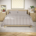 Hypoallergenic Cloud 100% Cotton Striped 3-Piece Natural Comforter Set, Full/Queen - Luxurious Quilted Duvet Cover Set - Default Title