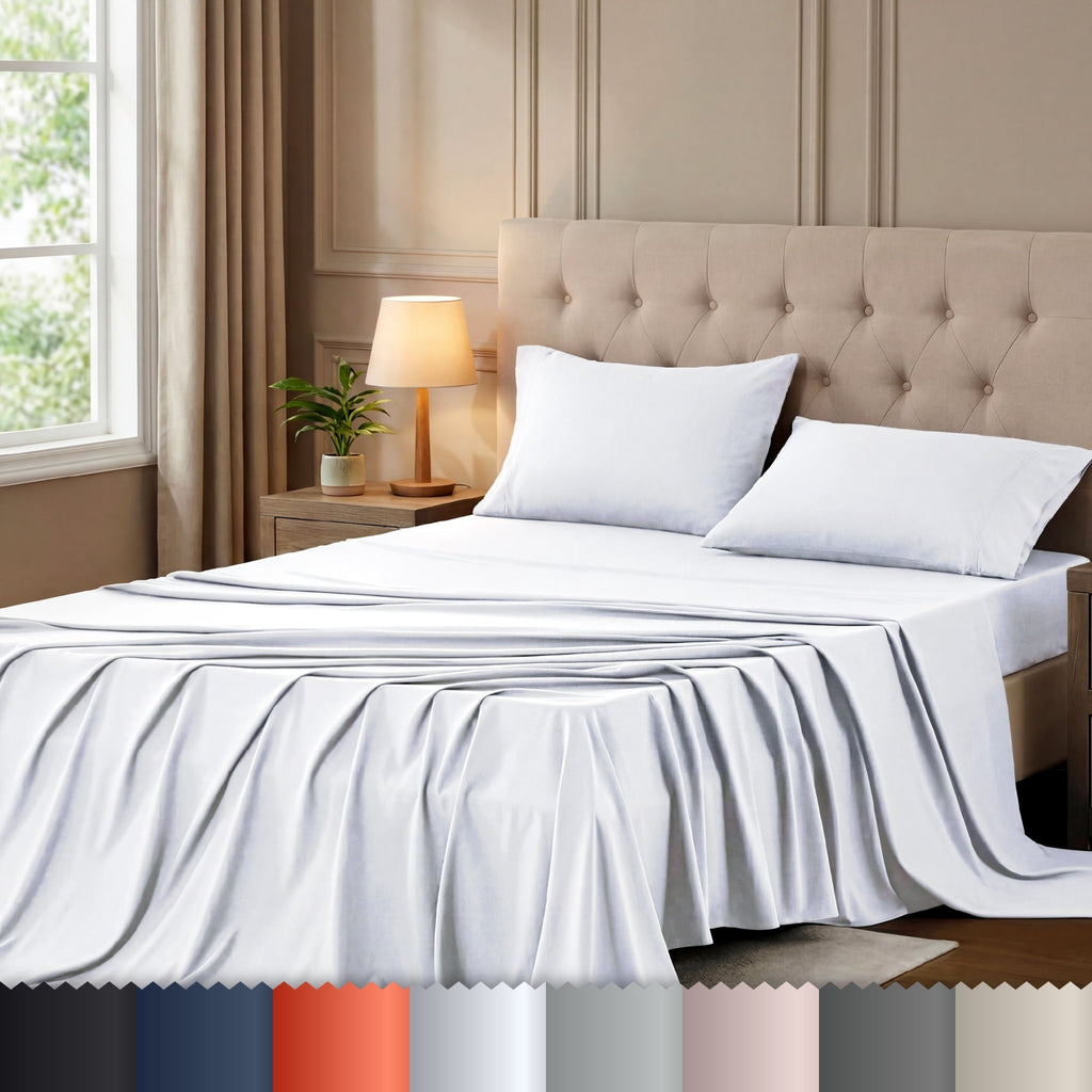 Ultra-Soft Queen Size Bed Sheet Set in Bright White – 4 Piece Microfiber Sheets, Ultra-Soft, Deep Pocket, Wrinkle-Resistant, Eas... - Luxury Bed Sheet Set with Deep Pockets - Default Title