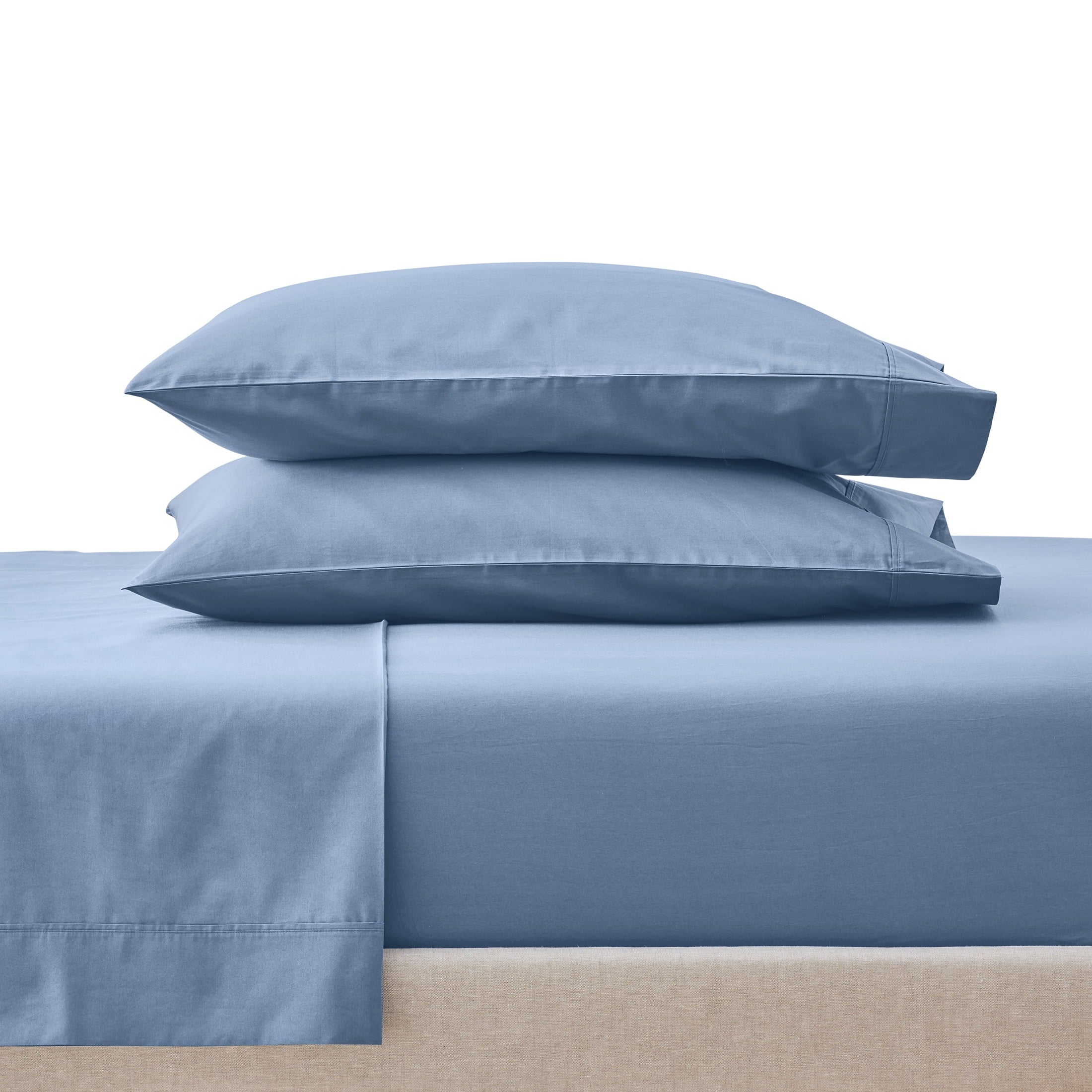 Ultra-Soft Cool & Crisp 3-Piece 300 Thread Count Blue Water Cotton Percale Sheet Set, Twin - Luxury Bed Sheet Set with Deep Pockets - Default Title