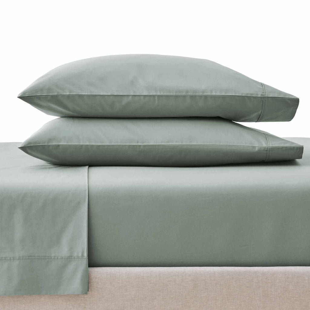 Ultra-Soft Cool & Crisp 4-Piece 300 Thread Count Green River Cotton Percale Sheet Set, Queen - Breathable Egyptian Cotton Flat & Fitted Sheets - Default Title