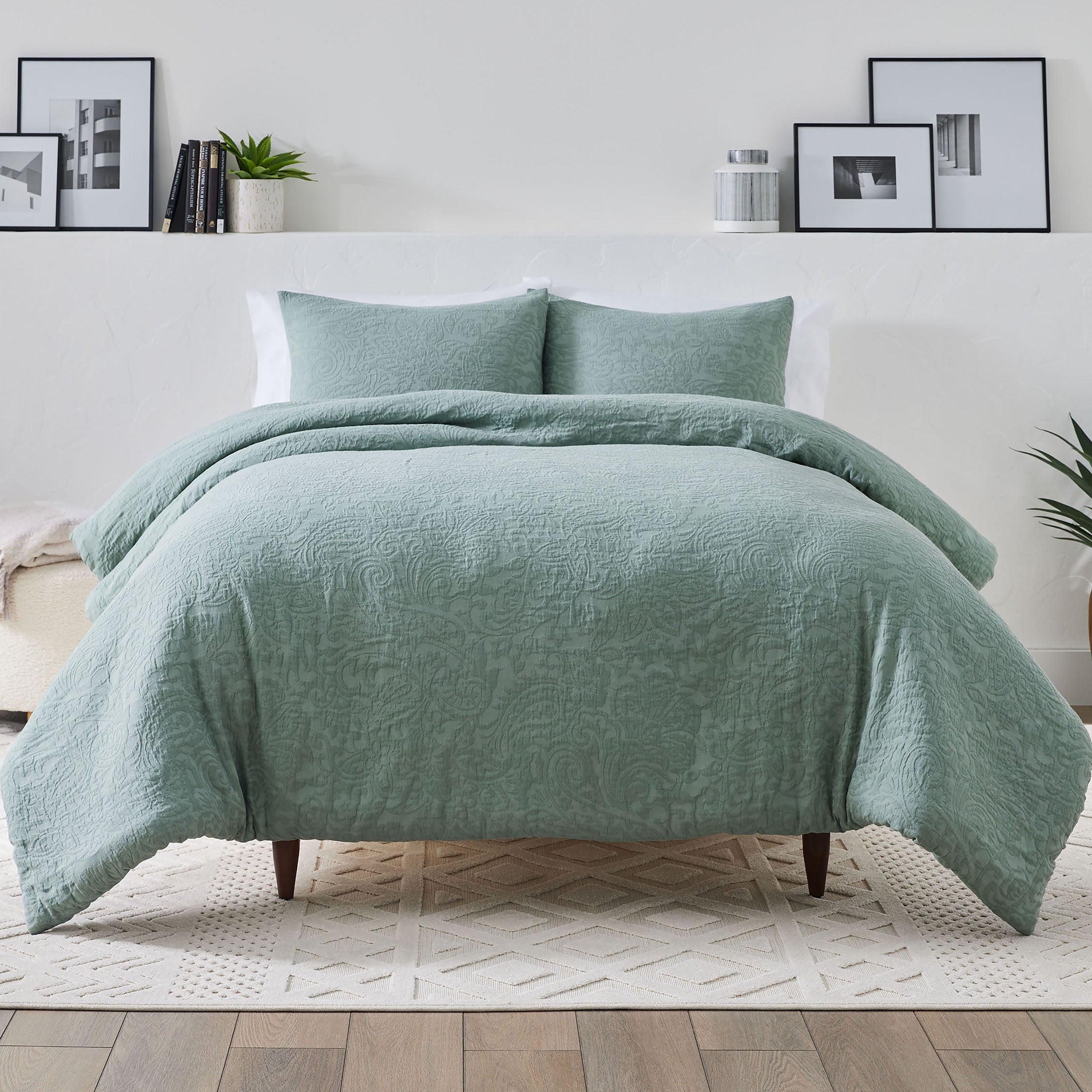 Hypoallergenic Cloud 3-Piece Sage Floral Comforter Set, Full/Queen - Luxurious Quilted Duvet Cover Set - Default Title
