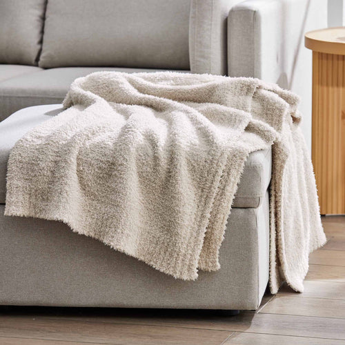 Cozy Fleece Beige Cozy Knit Throw, 50" x 72" - Cozy Fleece Throw Blanket for Couch & Bed - Default Title