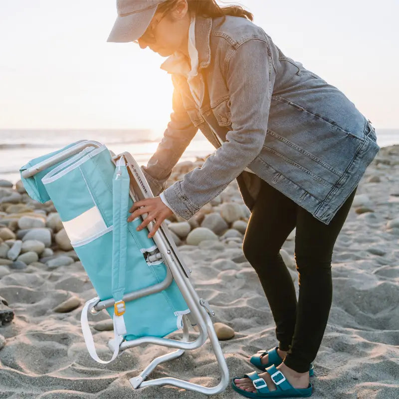 Sand-Friendly Bi-Fold Beach Chair - Choice 601 - Multi-Position Outdoor Beach Chair with Pillow Detail