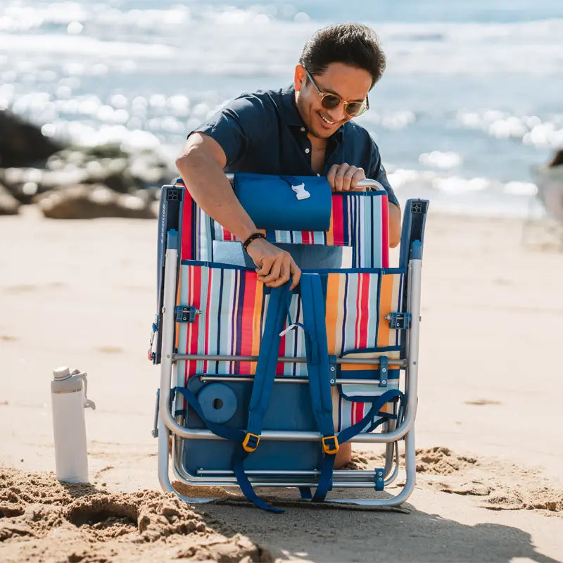 Low-Profile Big Surf with Slide Table - Choice 334 - Multi-Position Outdoor Beach Chair with Pillow Detail