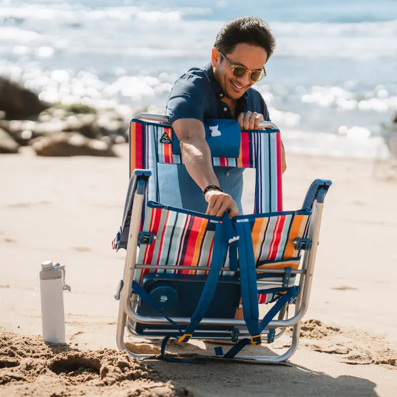 Low-Profile Big Surf with Slide Table - Choice 334 - Multi-Position Outdoor Beach Chair with Pillow Detail