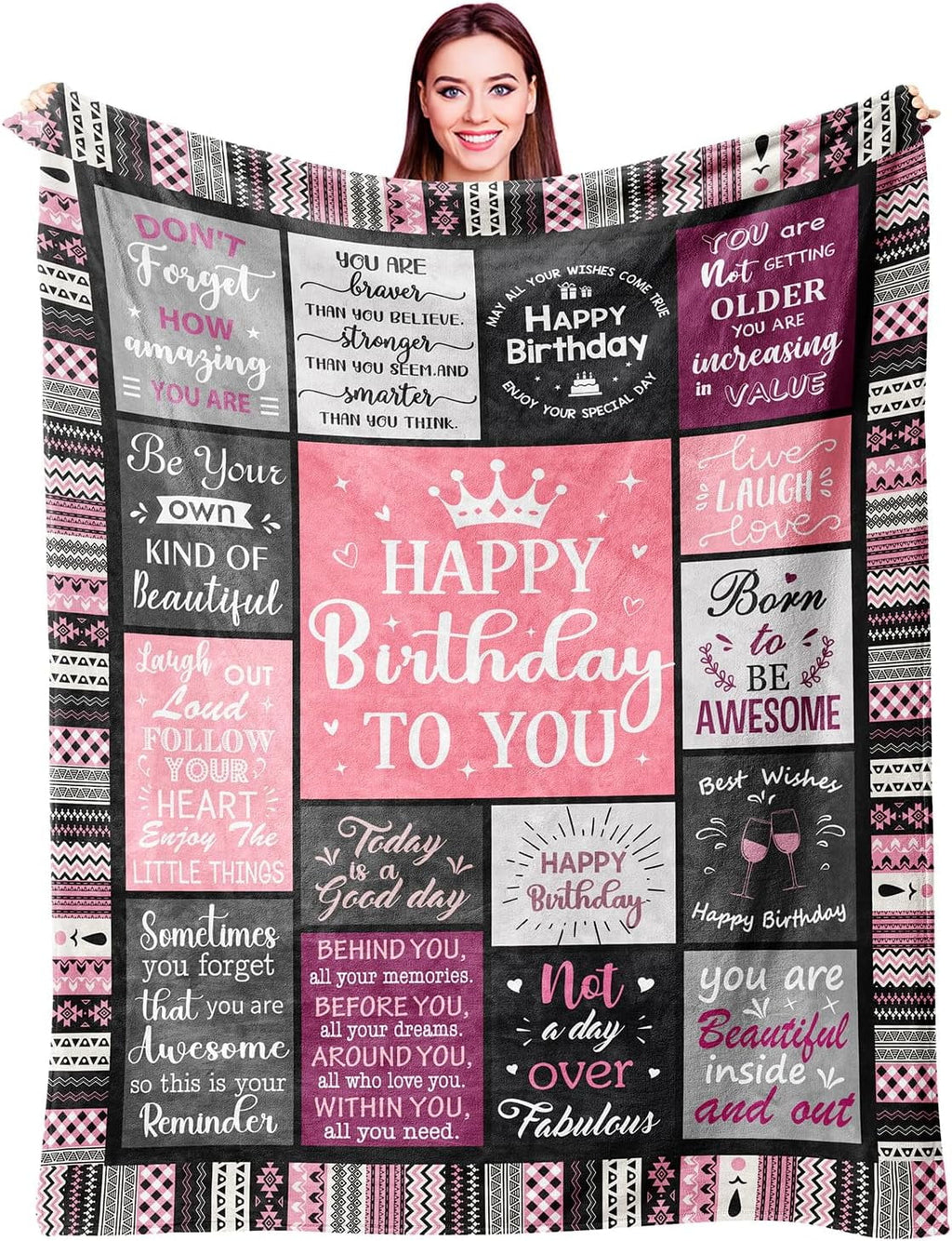 Super Soft Flannel Birthday Gifts for Women Girls Throw Blanket, Happy Birthday Decorations for Women, Gifts for Women Birthday Unique, ... - Lightweight Plush Warm Blanket for All Seasons - Default Title
