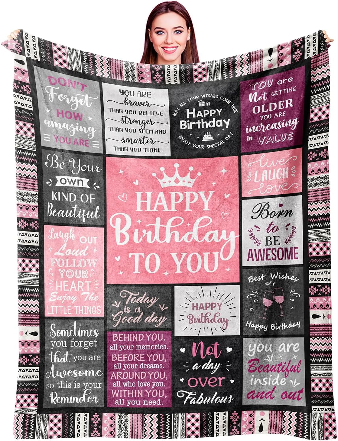 Super Soft Flannel Birthday Gifts for Women Girls Throw Blanket, Happy Birthday Decorations for Women, Gifts for Women Birthday Unique, ... - Lightweight Plush Warm Blanket for All Seasons - Default Title