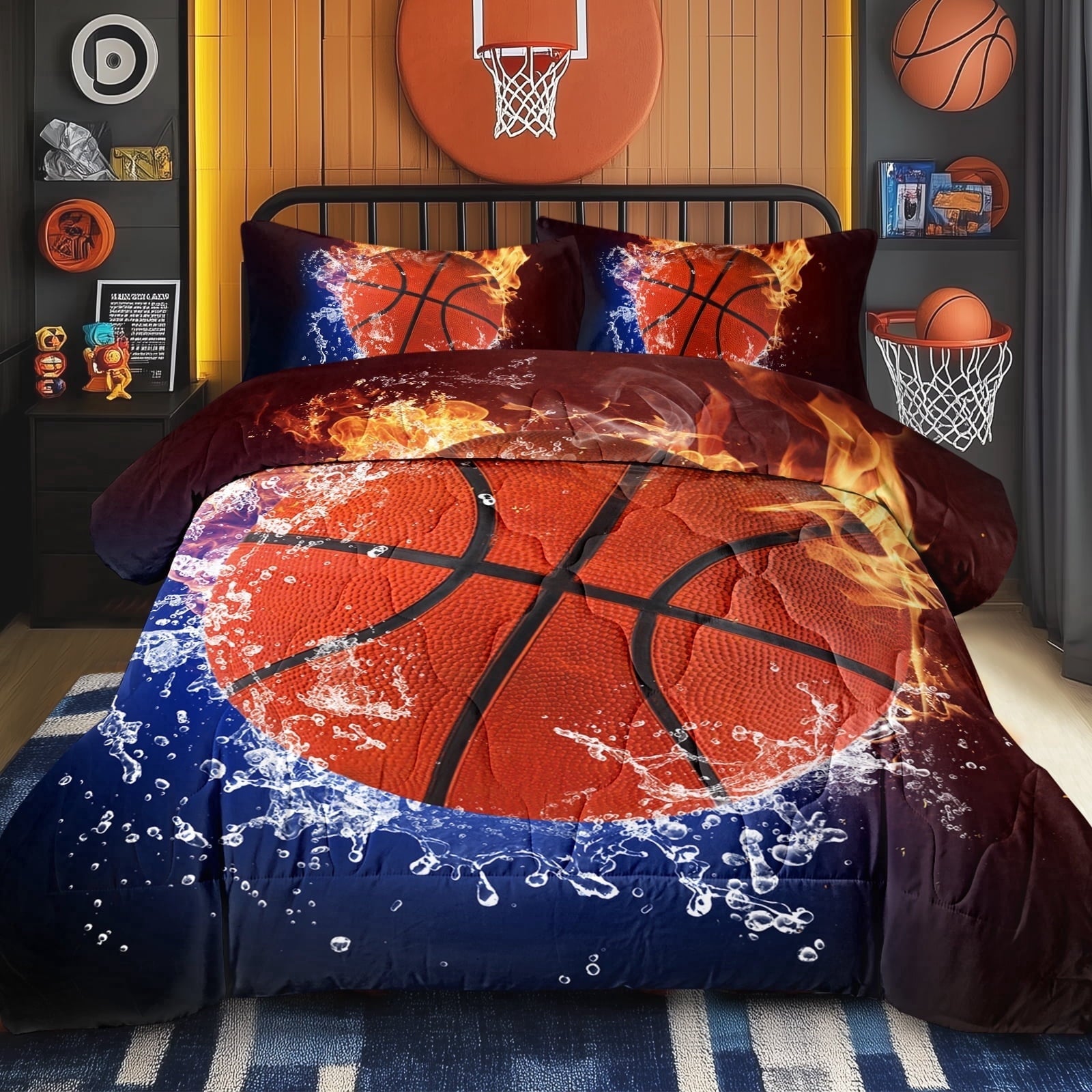 All-Season Twin Comforter Set, 3 Pieces Sport Bedding Set for Kids Boys Teens Brushed Microfiber Basketball Comforter Set, 66x90... - All-Season Down Alternative Comforter Insert - Default Title