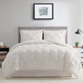 Heavyweight Warmth Comforter Set, 3-Piece, Queen, Pleated Wrinkle-Resistant Microfiber Bedding, Ivory, All-Season - Hypoallergenic Ultra-Fluffy Quilt for Winter - Default Title