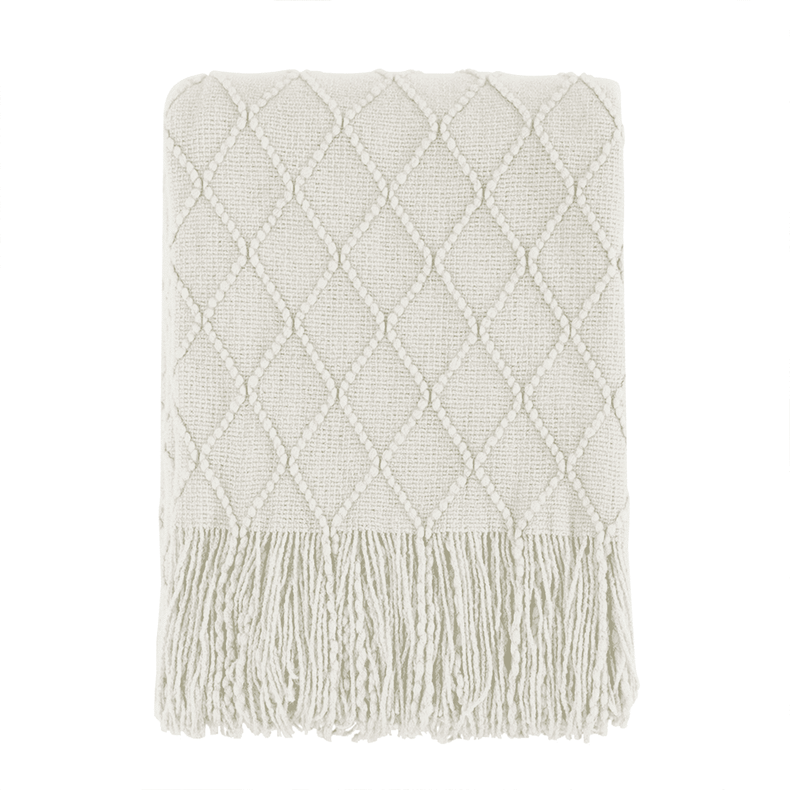 Reversible Sherpa Rhombus Beige Throw Blanket, Soft and Lightweight, 50"x 60" - Cozy Fleece Throw Blanket for Couch & Bed - Default Title
