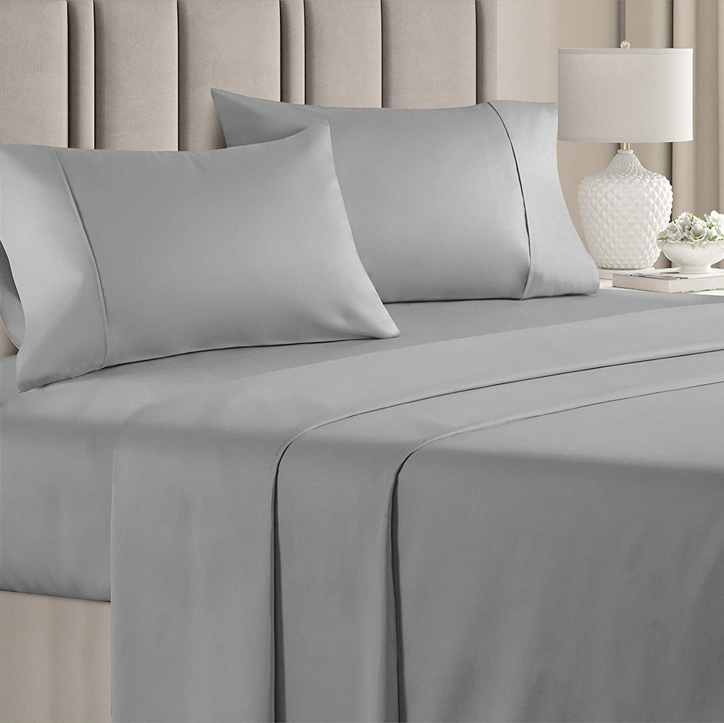 Cooling Sateen 4-Piece 400 Thread Count Cotton Sheet Set - King Size 100% Cotton Sateen Bed Sheets Fits 18"-24" Mattresse... - Luxury Bed Sheet Set with Deep Pockets - Default Title