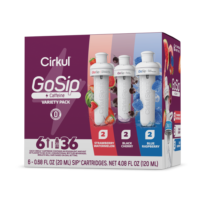 Natural Fruit Flavored GoSip 6-Pack Variety Pack CB6Q - Electrolyte Hydration Enhanced Taste Cartridges - Default Title