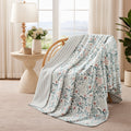 Super Soft Flannel Throw Blanket, Reversible Plush Fleece Blanket for Couch, Green Seaberry Print, 50" x 72" - Super Soft Reversible Sherpa Flannel Blanket - Default Title