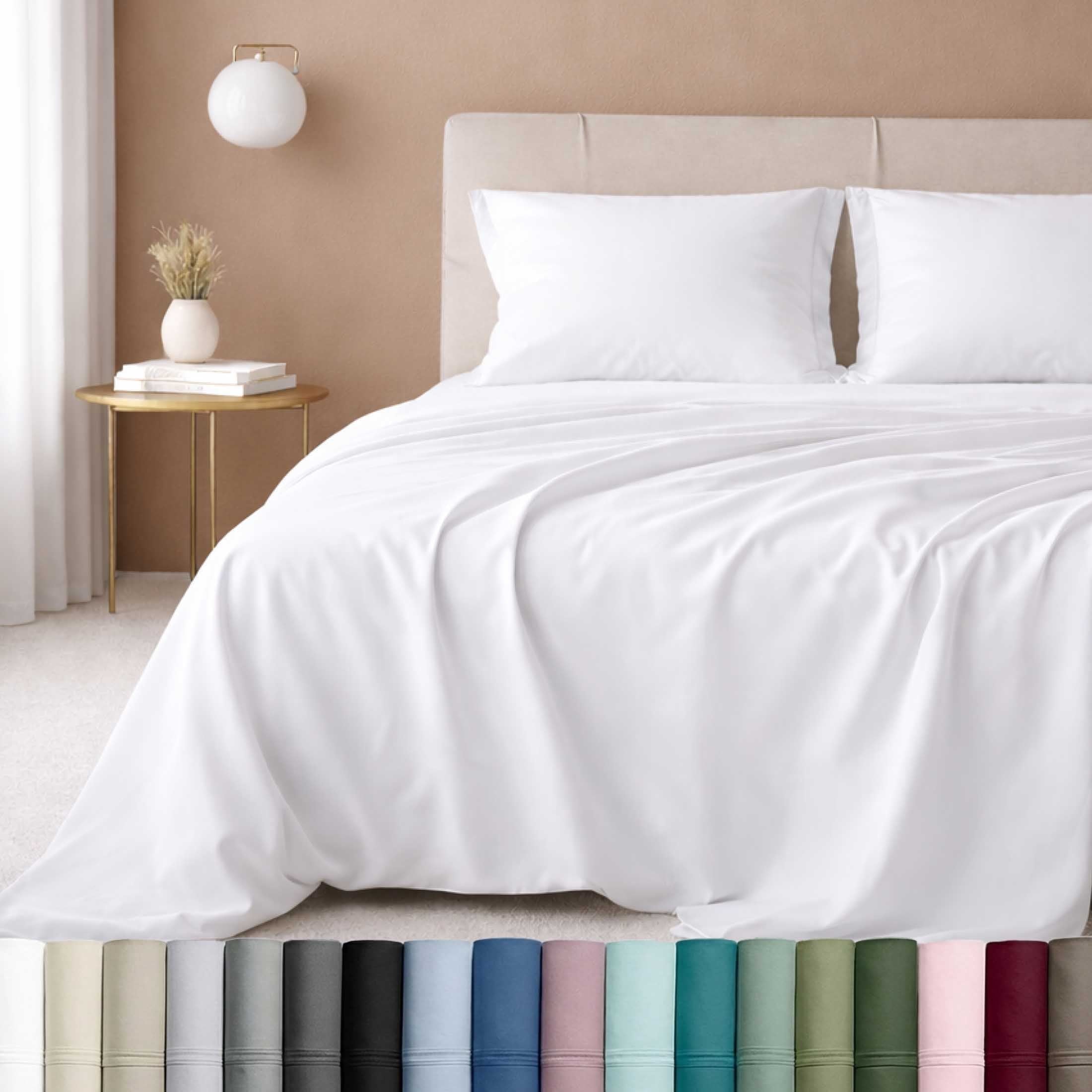Cooling Sateen 100% Cotton Queen Sheets Set - 600 Thread Count 100% Cotton Sheets Queen, Sateen Deep Pocket Adult/Teen 4 Piece Bed Sh - Luxury Bed Sheet Set with Deep Pockets - Default Title