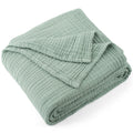 Lightweight Warm 100% Cotton Muslin Throw Blanket Gauze Blankets for Adults Soft Throws for Bed and Couch, 50" x 70" Sage Green - Super Soft Reversible Sherpa Flannel Blanket - Default Title