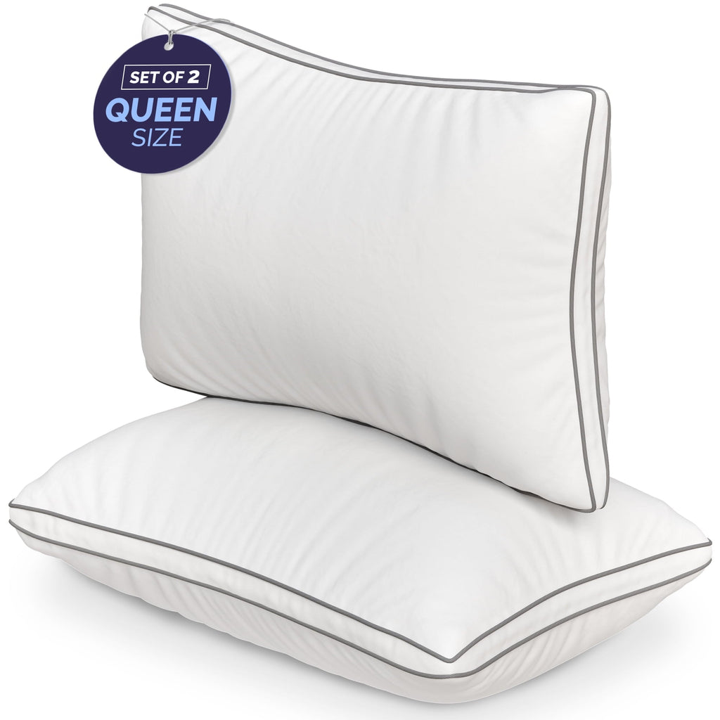 Decorative Plump Bed Pillows Queen Size Set of 2 - Luxury Down Alternative Pillow - 5 Star Hotel Pillows for Back, Side and Stomach Sl... - Decorative Throw Pillow Cushion for Sofa & Bed - Default Title