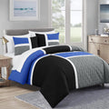 All-Season Bernard 7-Piece Full Bed in a Bag Comforter Set with Sheets, Lightweight Comforter Blue Black Gray Patchwork Quilted ... - Hypoallergenic Ultra-Fluffy Quilt for Winter - Default Title