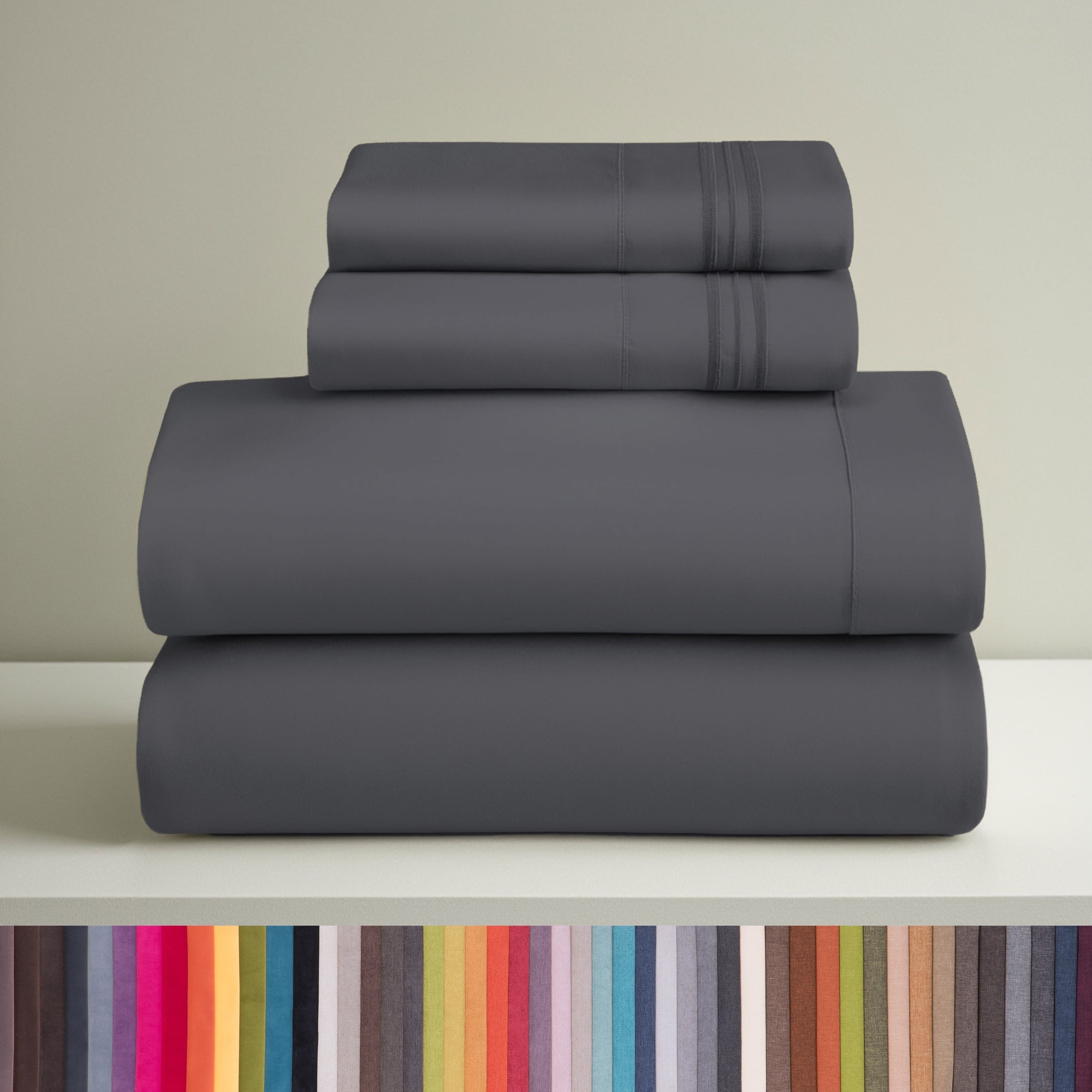 Breathable Luxury Sheets Set, 4 Piece Deep Pocket Sheets, 100% Soft Microfiber Bed Sheets Set, Gray - Breathable Egyptian Cotton Flat & Fitted Sheets - Default Title