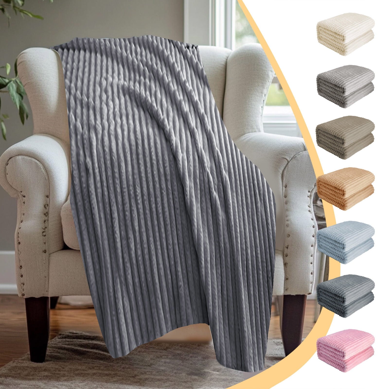 Super Soft Flannel Bunny Blanket, Super Soft & Warm Faux Rabbit Fur Throw Blanket, Lightweight Microfiber Machine Washable for Bedroom, ... - Luxury Knitted Decorative Throw Blanket with Fringes - Default Title