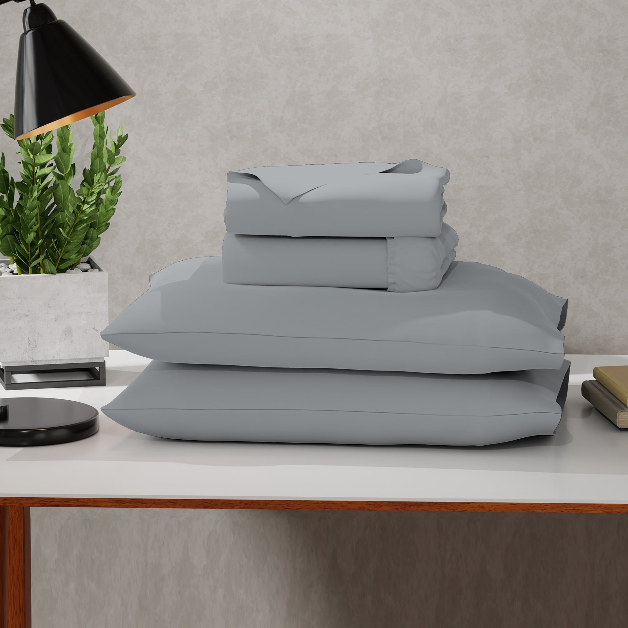 Premium Egyptian Cotton Soft Finish Microfiber Percale Queen Bed Sheet Set – 4-Piece Lightweight, Wrinkle-Resistant, Quick-Dry, Light Gray - Luxury Bed Sheet Set with Deep Pockets - Default Title