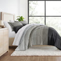Fluffy Down Alternative All Season Ultra Soft Comforter Set Lightweight Bedding in Gray/Black Ombre for Full/Queen Size - Hypoallergenic Ultra-Fluffy Quilt for Winter - Default Title