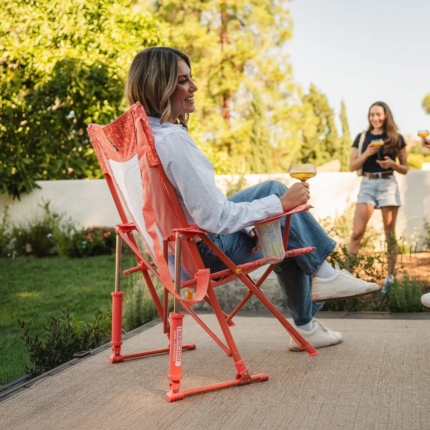 Premium All-Weather Comfort Pro Rocker - Choice 375 - Freestyle Rocker Portable Outdoor Folding Chair Detail