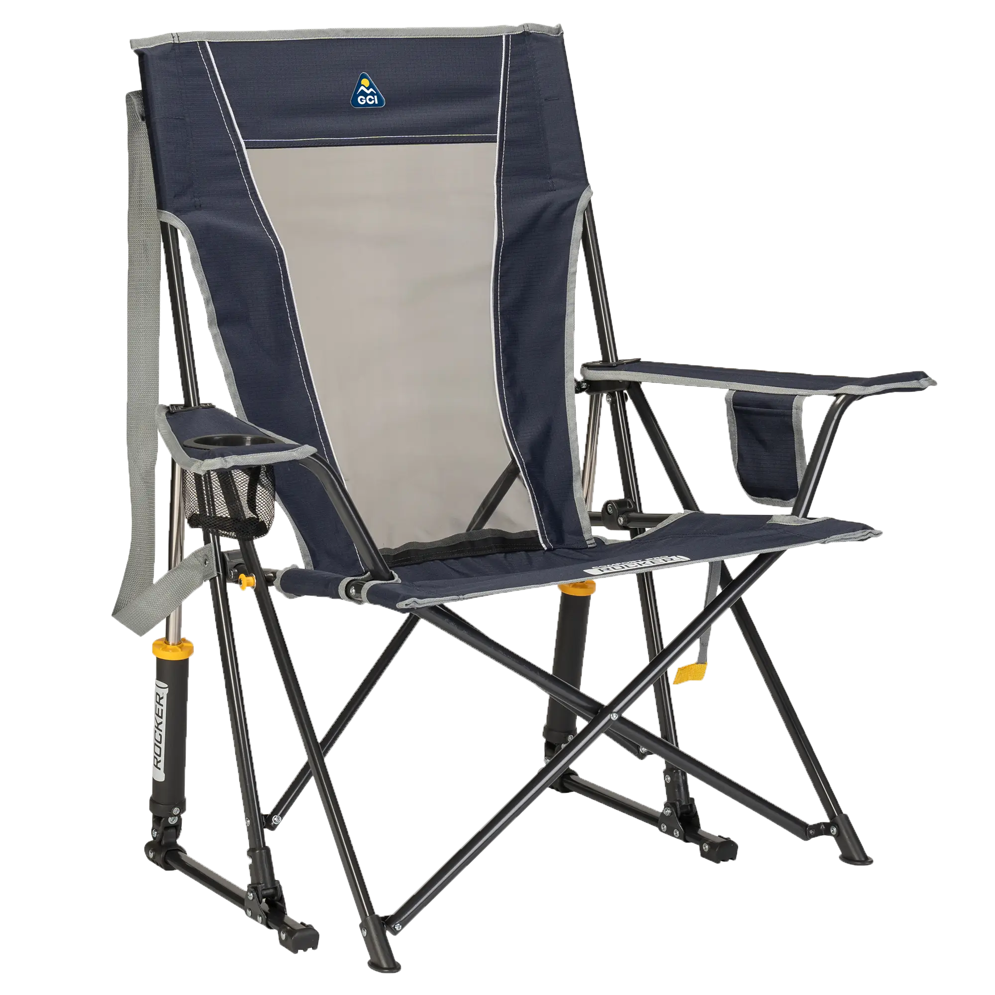 Premium All-Weather Comfort Pro Rocker - Choice 375 - Freestyle Rocker Portable Outdoor Folding Chair - Indigo