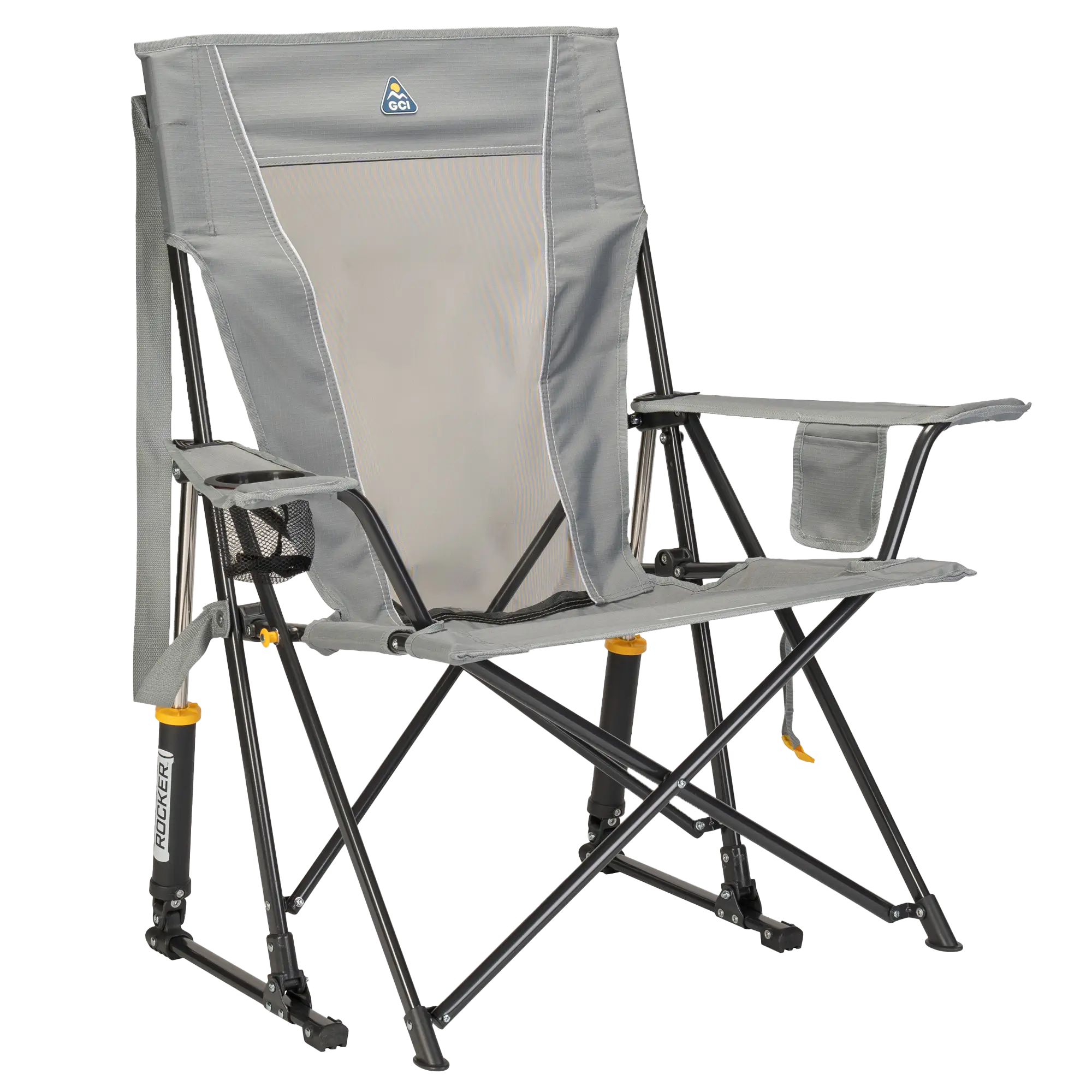 Premium All-Weather Comfort Pro Rocker - Choice 375 - Freestyle Rocker Portable Outdoor Folding Chair - Mercury Gray