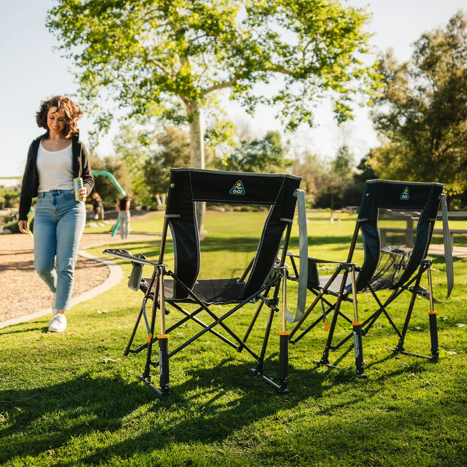 Premium All-Weather Comfort Pro Rocker - Choice 375 - Freestyle Rocker Portable Outdoor Folding Chair Detail
