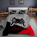 Luxurious Quilted Gaming Comforter for Kids Boys Teens Video Game Bedding Set Gamer Comforter Gamepad Comforter Set Full Size Red Black... - Luxurious Quilted Duvet Cover Set - Default Title