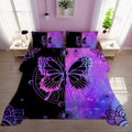 Luxurious Quilted Butterfly Comforter Set Full Size for Girls Kids Teens Black Blue Purple Tie Dye Bedding Set 3 Pieces - All-Season Down Alternative Comforter Insert - Default Title