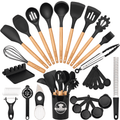 Ergonomic Cooking Silicone Cooking Utensils Set, 38 PCS Kitchen Utensils Set for 446°F Heat Resistant, Food Grade Utensil Sets with Woo... - Heat-Resistant Silicone Cooking Spatula Turner - Default Title
