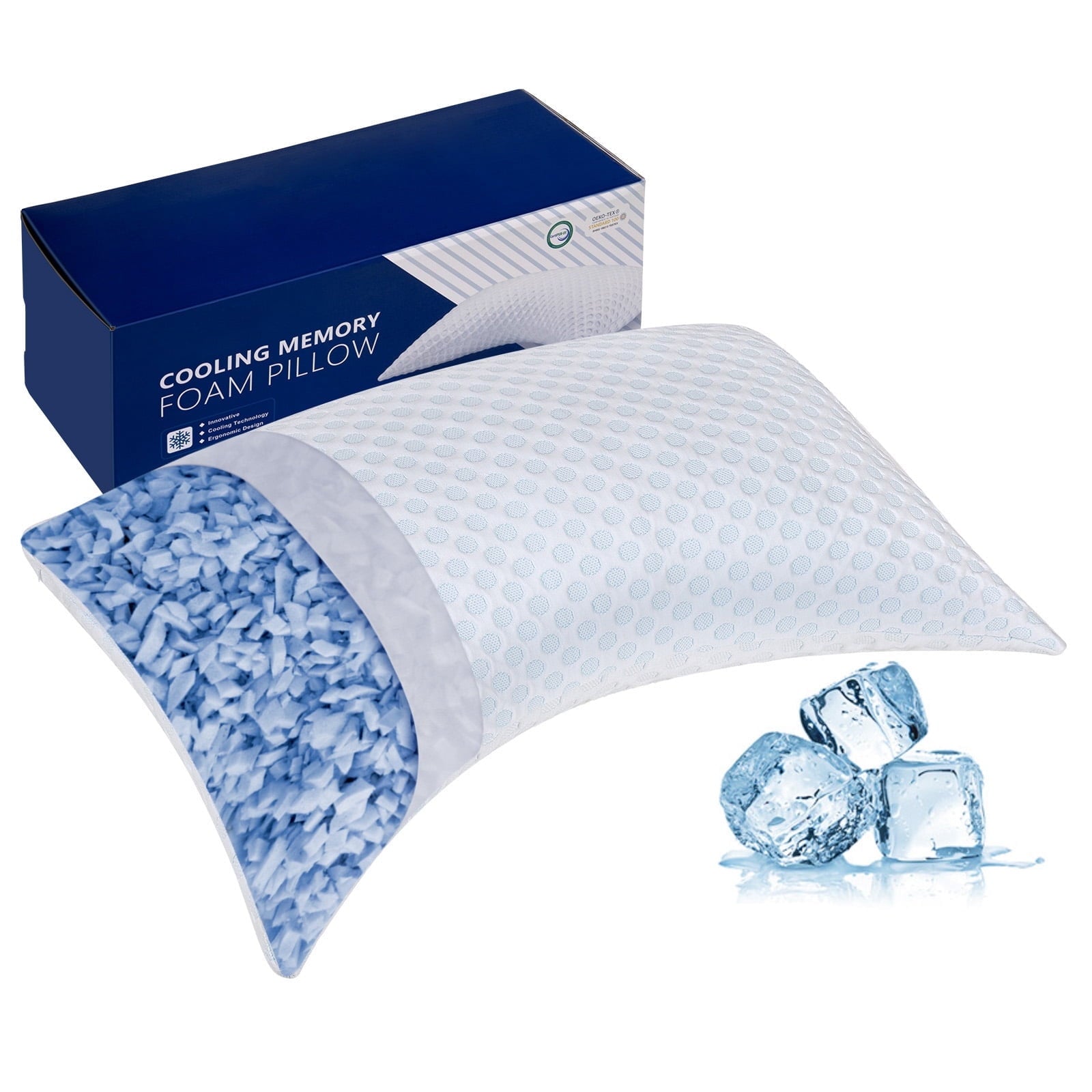 Orthopedic Support Cooling Shredded Memory Foam Bed Pillows Adjustable Firm Support Pillow for Side and Back Sleepers Curved Pillows Set... - Orthopedic Shredded Foam Bed Pillow Set - Default Title