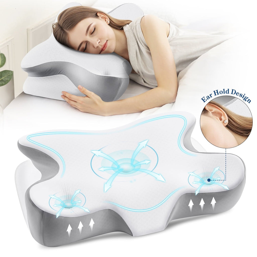 Ergonomic Memory Foam Cervical Pillow for Neck and Shoulder, Ergonomic Side Sleeper Pillow for Neck Support, Contour Memory Foam Pillows fo... - Hotel Quality Plush Sleeping Pillows - Default Title