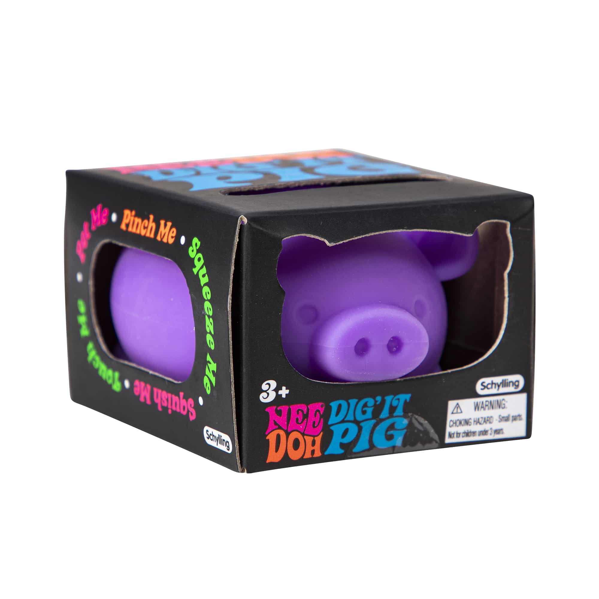 Cute Collectible NeeDoh Dig’ It Pig | Select Velvet Canopy - Dino Character Malt-Gel Filled Sensory Glob Detail