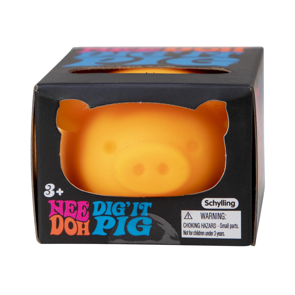 Cute Collectible NeeDoh Dig’ It Pig | Select Velvet Canopy - Dino Character Malt-Gel Filled Sensory Glob Detail
