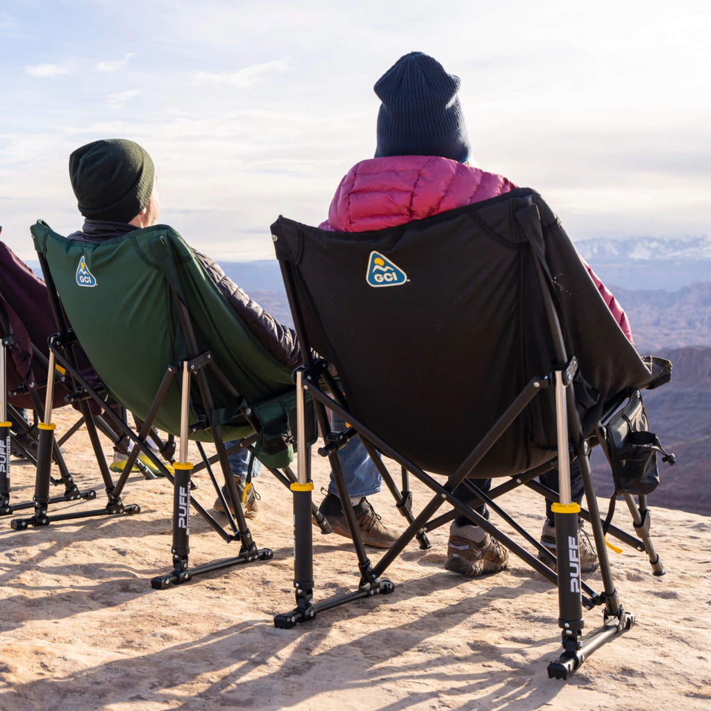 Luxury Camp Puff Rocker - Choice 731 - Heavy-Duty Kickback Rocker with Beverage Holder Detail