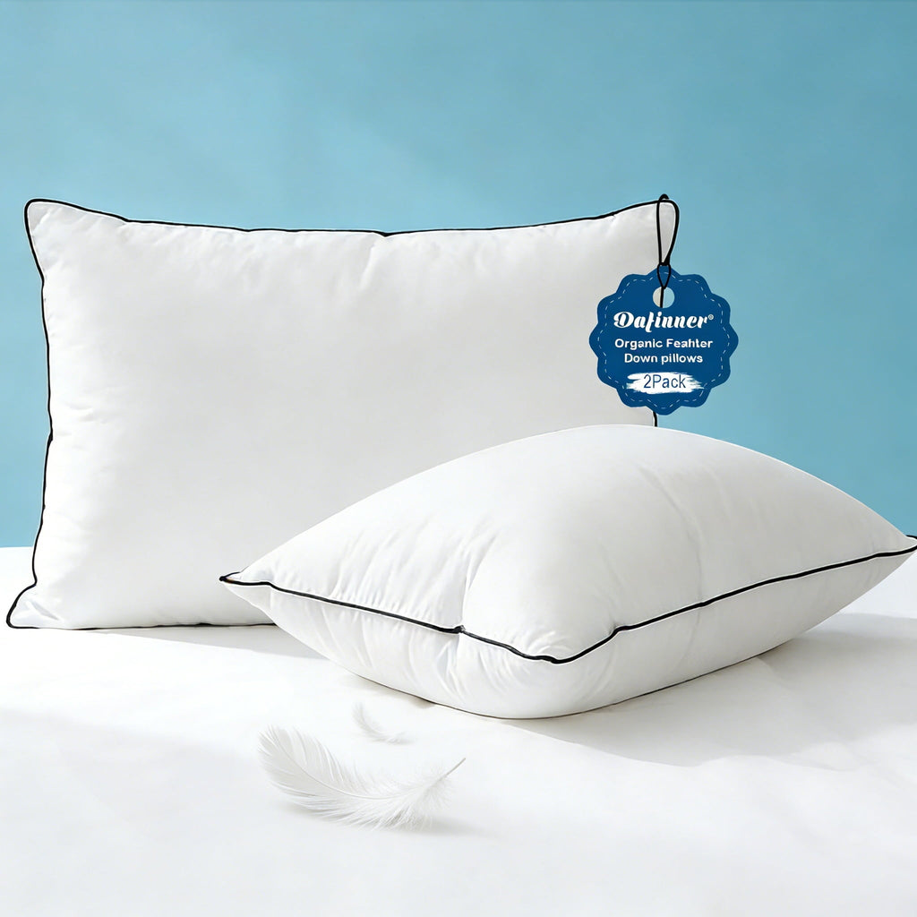 Ergonomic Memory Foam Hypoallergenic 3‑Chamber Goose Feather Down Core Bed Pillows, Standard Size Set of 2, With Microfiber Surround, Soft-... - Orthopedic Shredded Foam Bed Pillow Set - Default Title